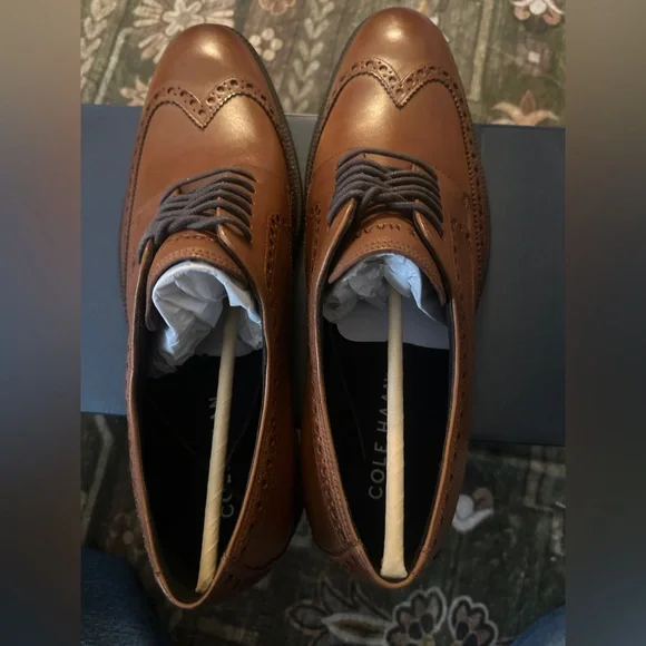 NIB Cole Haan Modern Essentials WingtipOxfords in Tan Size 12 display picture 3